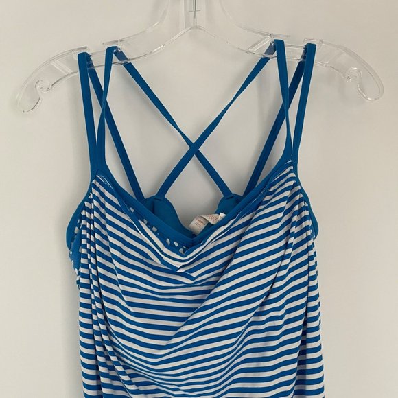 Lucy Activewear Blue Striped Workout Tank Top with Built in Bra Med Women's - Picture 4 of 12